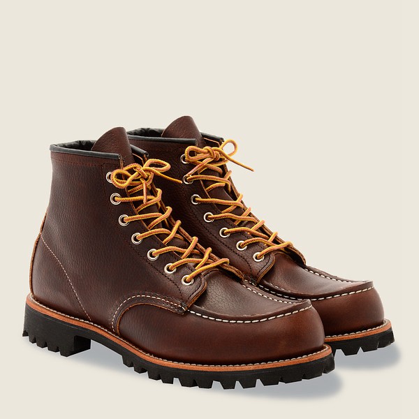 Mens Red Wing Roughneck - 6-inch Oil-slick Leather - Heritage Boots Dark Brown - ZAV483509